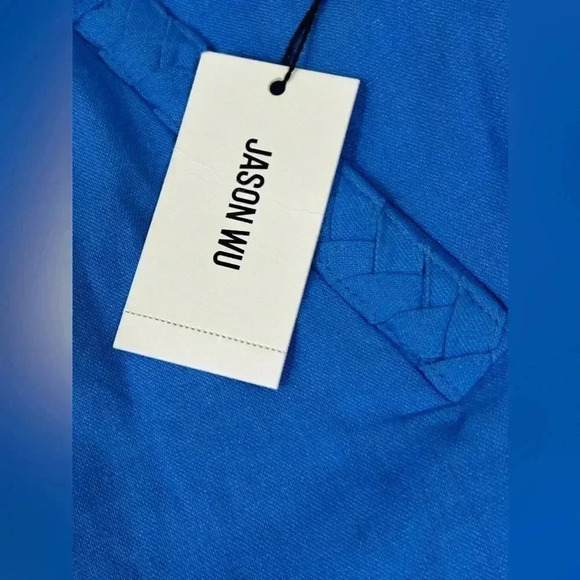 Jason Wu Regular Linen Blend Wide Leg Braided Crop Pants French Blue NEW Size 12 - Picture 13 of 13